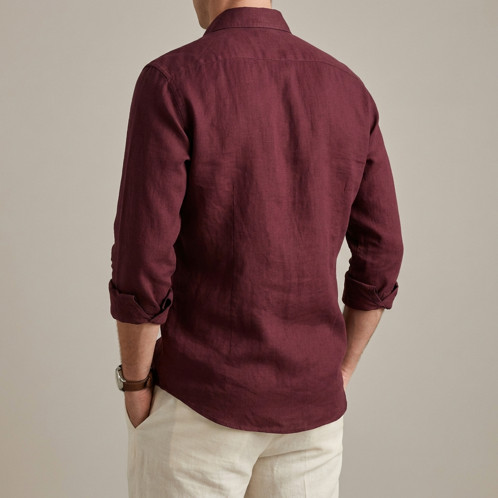 Détail dos chemise lin Bordeaux Core Atlas
