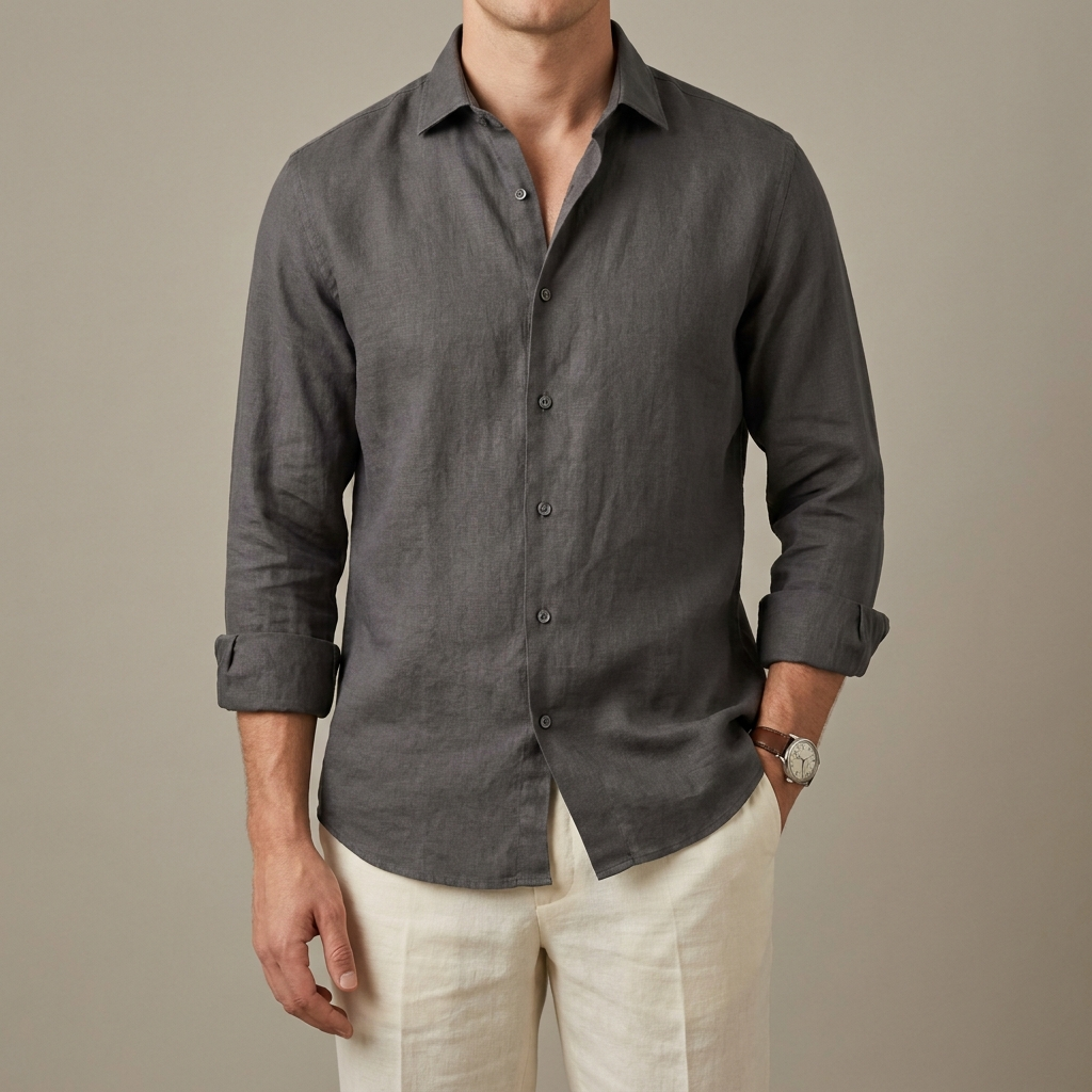 Chemise en lin Ardoise Core Atlas — vue de face