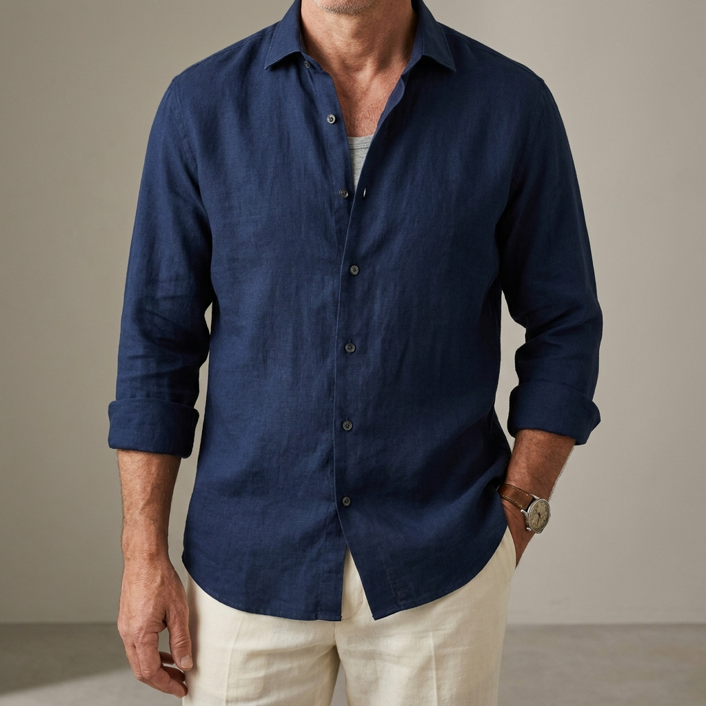 Chemise en lin Marine Core Atlas — vue de face
