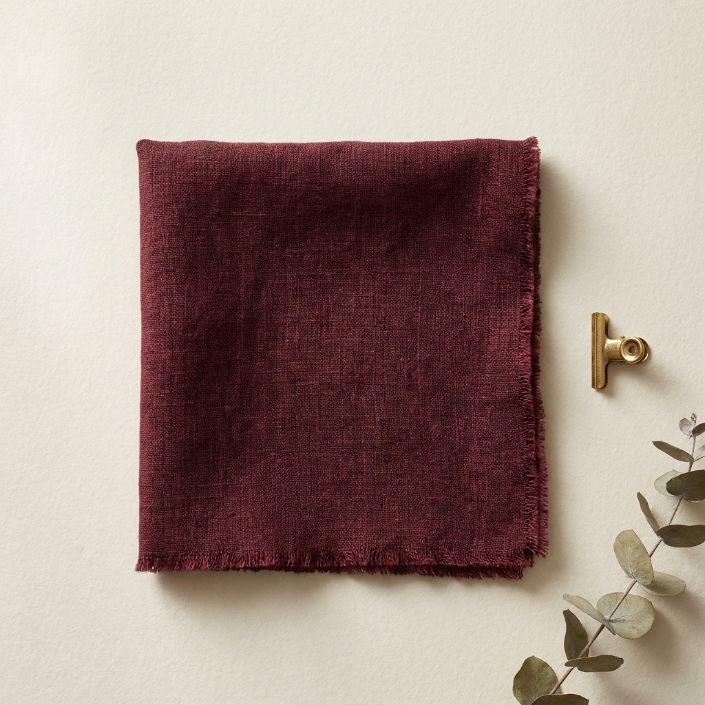 Pochette en lin Bordeaux, pliée